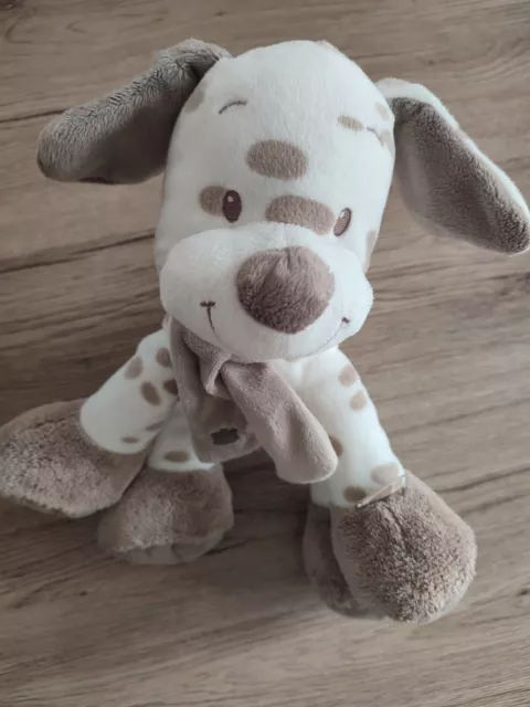 DOUDOU NATTOU CHIEN MAX et NOA beige marron marron couronne 21cm assis TTBE