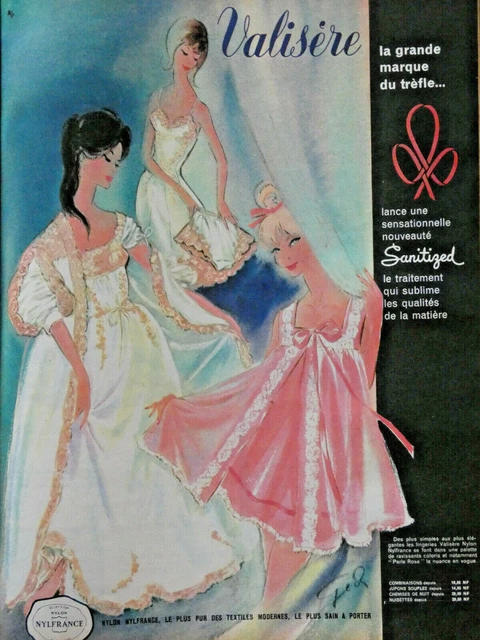 Publicité De Presse 1960 Valisére Sanitized Lingeries En Nylon Nylfrance
