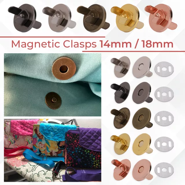 Magnétique Barrettes Fermoir Fermetures pour Cuir Artisanat Robes Tissu 14/18mm