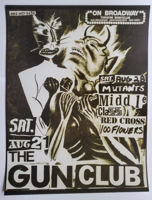 pro print vintage 1980s gun club SF handbill poster flyer punk music not cramps pro print vintage 1980s gun club SF handbill poster flyer punk music not cramps