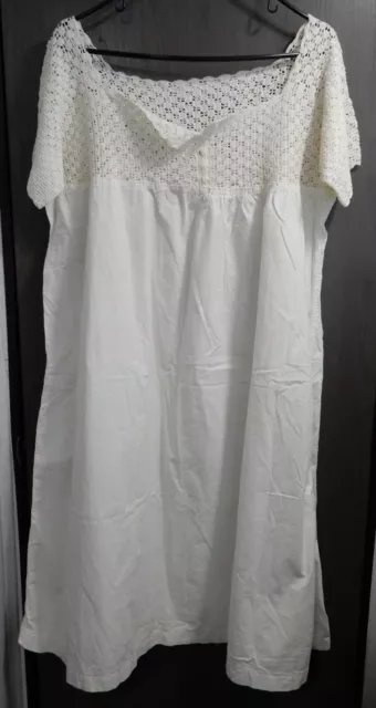 ANTIQUE WHITE COTTON Nightgown with Crochet Bodice Maternity Size L ...
