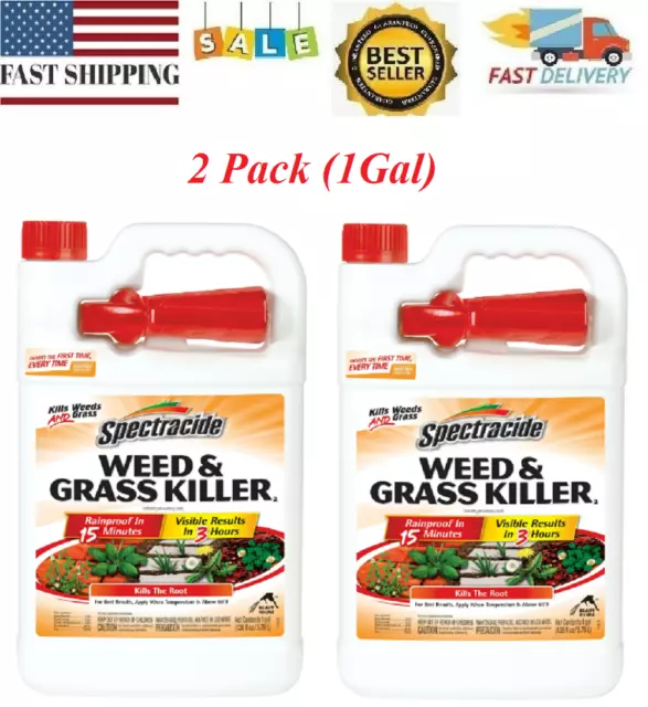 Weed Grass Killer 1 Gallon Concentrate Visible Results in 3 Hours, 2 Pack