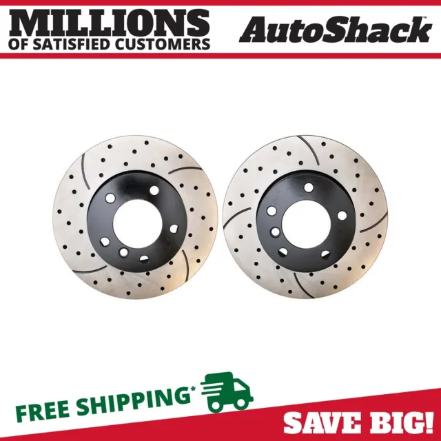 Front Drilled Slotted Brake Rotors Pair 2 for BMW 328i 128i 328xi 325i 325xi