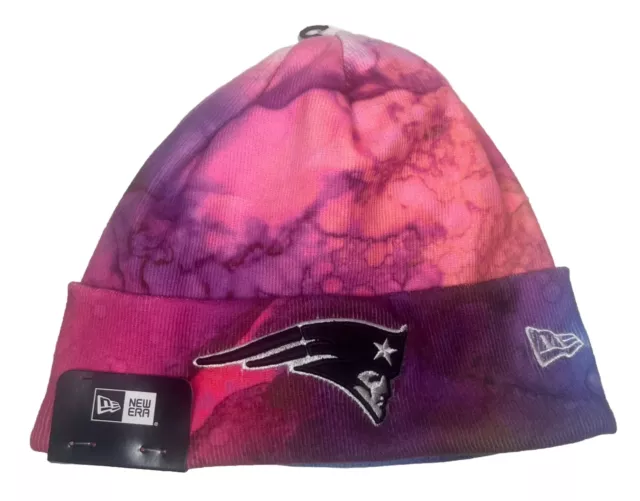 New England Patriots NFL New Era Crucial Catch Tie Dye Knit Beanie Hat Pink New