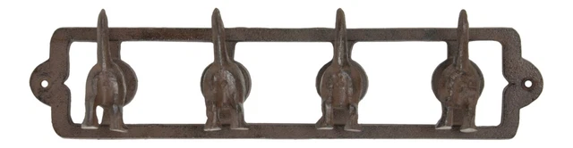 Wagging Dog Tails Family Pet Quad Cast Iron Key Leash Hooks Wall Decor