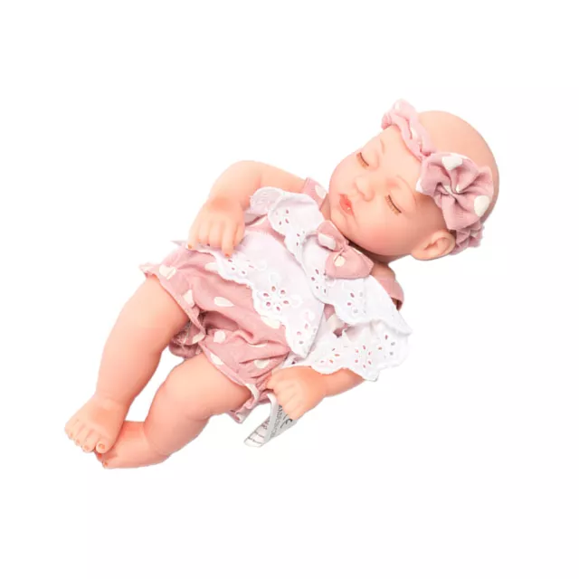 30cm Simulation Vinyl Reborn Girl Doll Pink Lace Dress Kids Pretend Play Toy