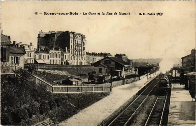 CPA ROSNY-sous-BOIS La Gare et la Rue de Nogent (1353888)