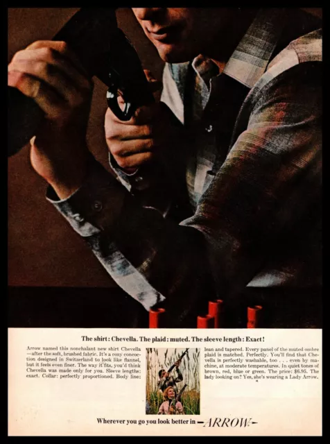 1963 Arrow Chevella Muted Plaid Designed In Switzerland Hunting Shirt Print Ad