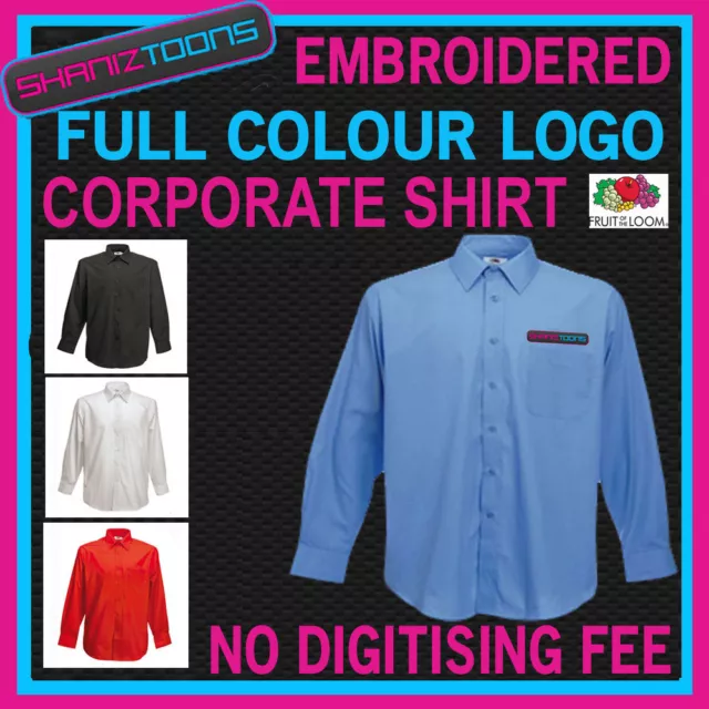 X10 Workwear Business Long Sleeved Shirt Embroidered Colour  Digitised Logo