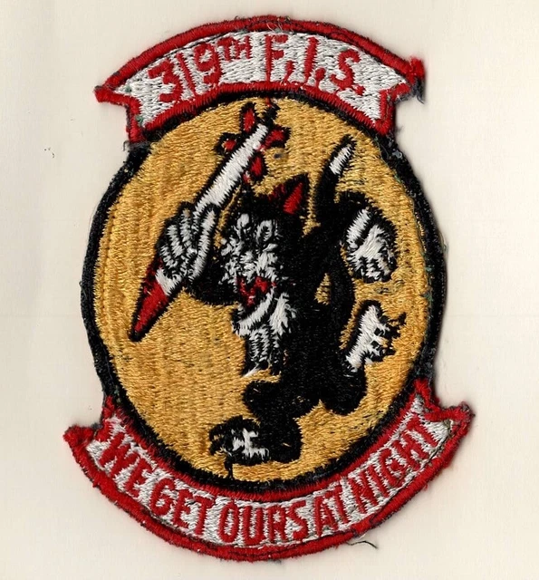 USAF Patch 319th  FTR INTERCEPTOR SQ, (ADC) 4.5" X 3.5" Bunker Hill AFB, IN 1960