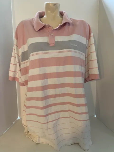 BEN SHERMAN MENS Polo Pink-White-Grey Size 6(XXL) $15.00 - PicClick