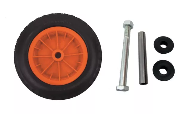 PU 14" Puncture Proof ORANGE Wheelbarrow Wheel Tyre 3.50 - 8 foam filled + AXLE
