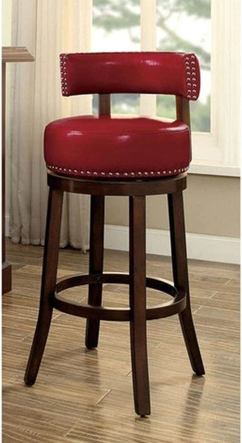 William's Home Furnishing Shirley Bar Stools, Dark Oak, Red