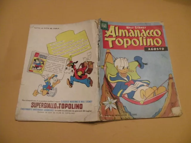 Almanacco Topolino 1963 N.8 Mondadori Walt Disney Originale Buono Bollini