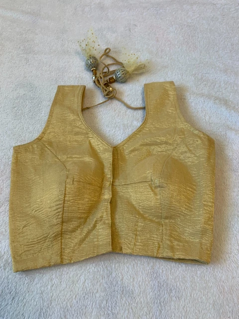 Indian Designer fully Stitched Tailormade Golden Blouse Choli for Saree Lehenga