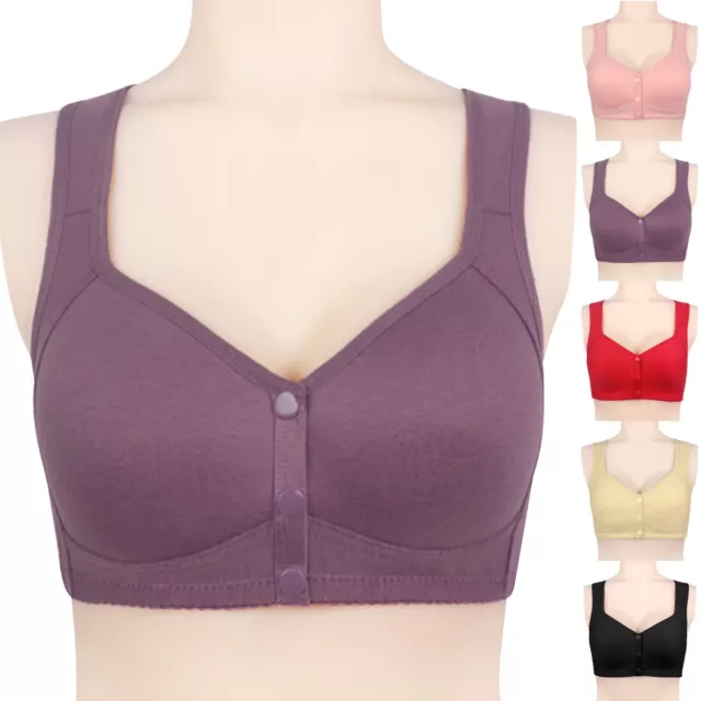 Women Front Fastening Bra Cotton Lycra Non Wired Soft Stretch Non Padded  Strap