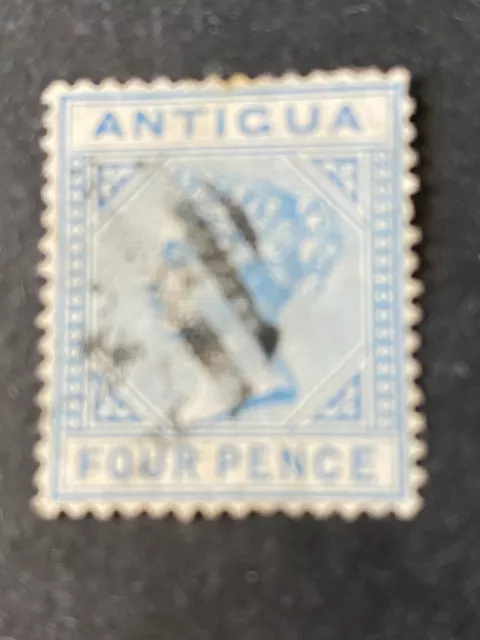 ANTIGUA, SCOTT # 15, 4p. VALUE BLUE QV 1882-86 WMK. CROWN CA ISSUE USED