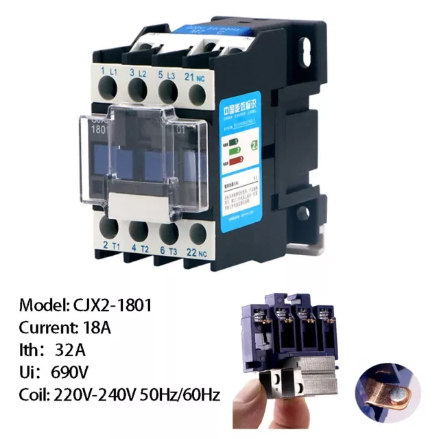 CJX2 1801 AC Contactor with 240V Coil and 32A (Ith) for Motor Starter Relay