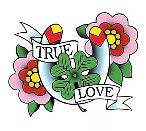 TRUE LOVE HORSESHOE LUCKY CLOVER RETRO STICKER/DECAL By Sunny Buick