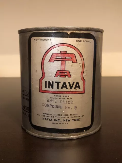 Vintage Sammler 1930s INTAVA Aviation Aircraft Grease Öldose Oil Can Bidon Huile