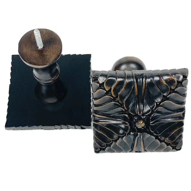 Solid Wood Square Curtain Holdback for Drapery / Curtain BEAUTIFUL SET!