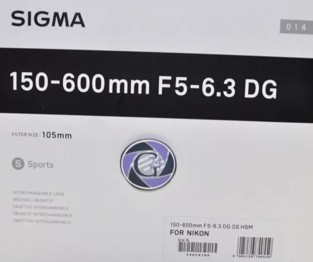 Sigma 150-600mm F/5,0 -6, 3 Dg OS HSM SPORTS Nikon-GT24-12 Mois de Garantie