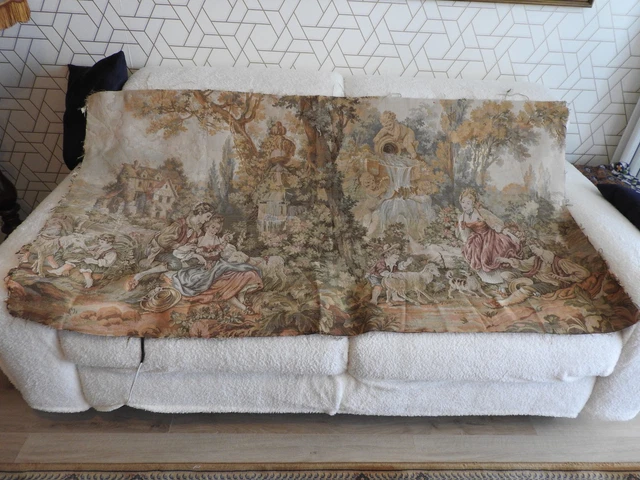 Tenture Murale Suédoise Ancienne - Laine, Motif Floral, 85x39cm (Finnväv)