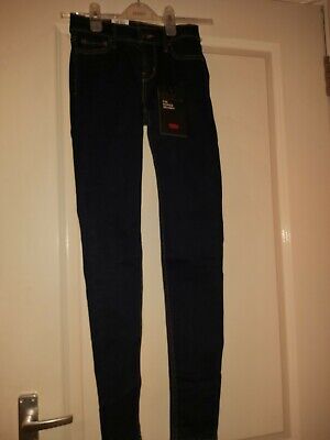 BNWT Levi's per Donna/Ragazze Blu Scuro 710 Super Skinny Jeans Taglia 25×30 MRP £ 85