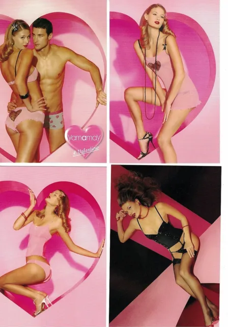 Pubblicitarie Yamamay Lotto di 4 cartoline Lingerie Sexy Nude Girl PC 1980s 3
