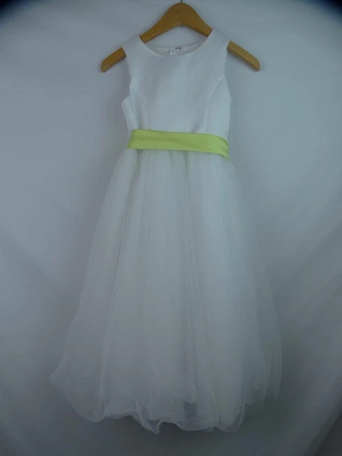 David's Bridal Girls Dress Size 6 S1038 White Flower Girl Wedding Formal Pageant