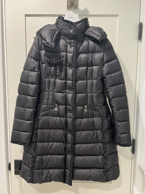 $2,500 Moncler Hermine Grosgrain Trim Quilted Down Puffer Coat Black Sz 3