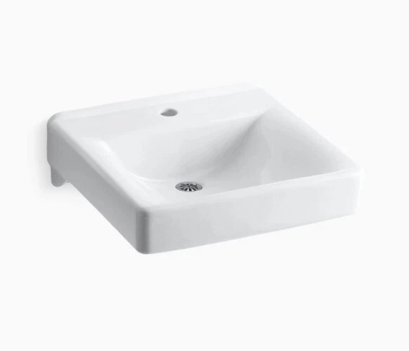 Grifo de baño de un solo orificio blanco KOHLER K-2084-N-0 montaje en pared LEER