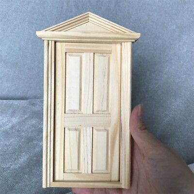 1/12 Doll House Miniature Unpainted 4 Panel Exterior Wooden Door DIY Accessories
