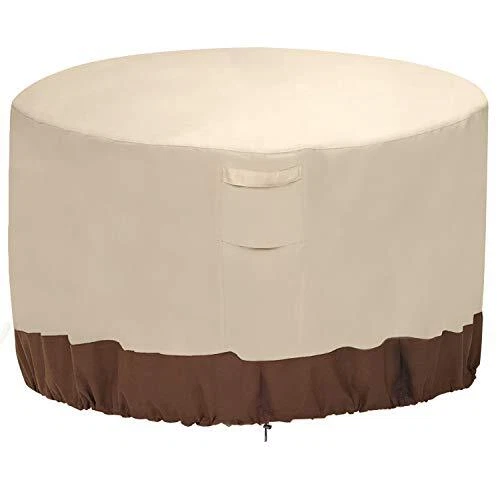Fire Pit Cover,100% Waterproof Round Patio Round - 40"D x 20"H Beige&Brown