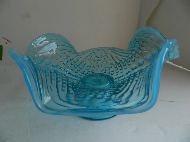 Vintage Argonautl Blue  Opalescent Bowl-Northwood