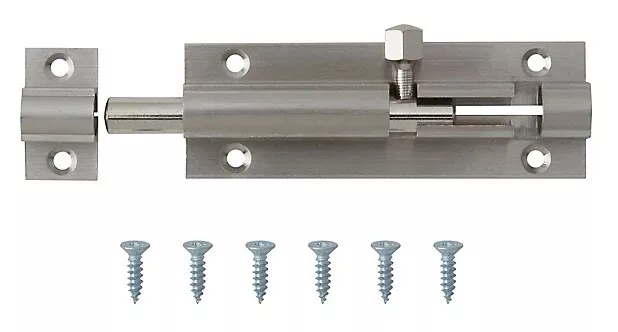 Satin Nickel door barrel bolt straight 1" 25mm Wide 3" 75mm Long