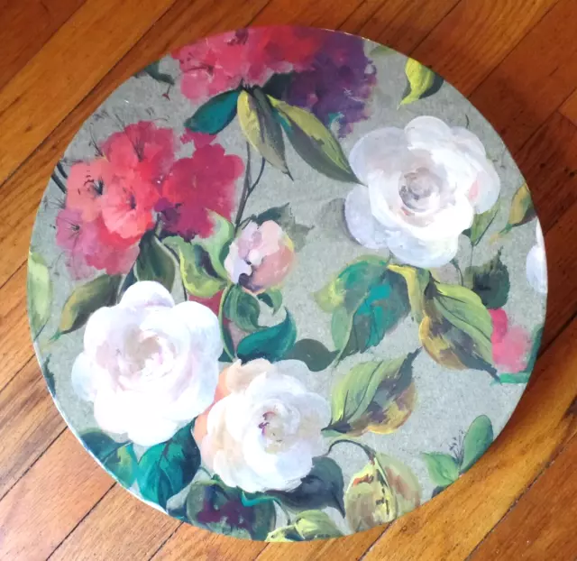 Vintage 13" Wide Round Floral HAT BOX Lid Only