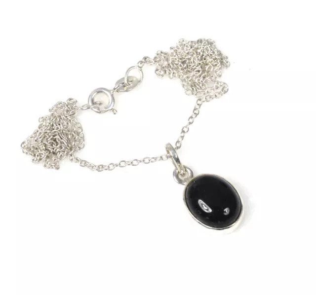 925 SOLID STERLING Silver Black Onyx Chain Pendant-18.7 Inch N210 EUR 9 ...