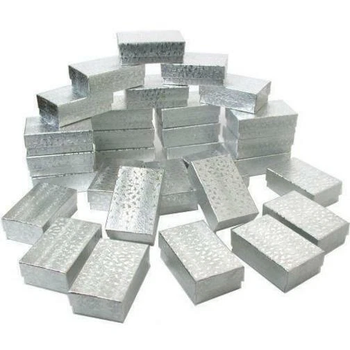 30 Cotton Boxes Silver Pendant Charm Jewelry Displays