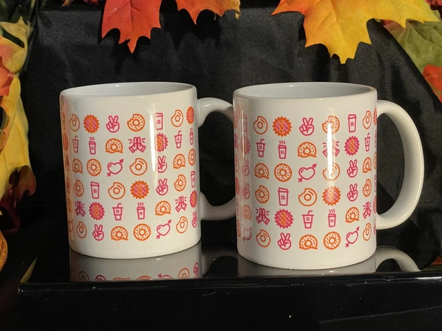 Pair Of Dunkin Donuts "Peace, Love" Coffee Mug (Limited Edition) RARE