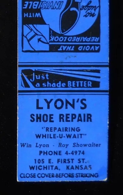 1940s Lyon's Shoe Repair Win Lyon Roy Showalter 105 E. First St. Wichita KS MB