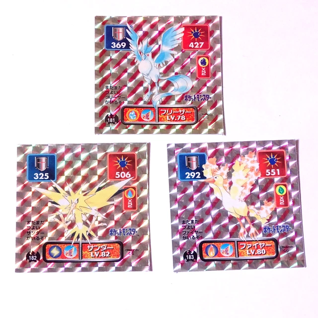 Pokemon retro Sticker -  Zapdos,  Articuno,  Moltre set - Amada seal retsuden