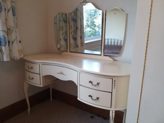 Vintage Olympus French dressing table vanity Antique Louis style cream mirror