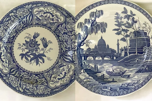 Spode Blue Room Regency Collection Floral and Roman Pasta Plates