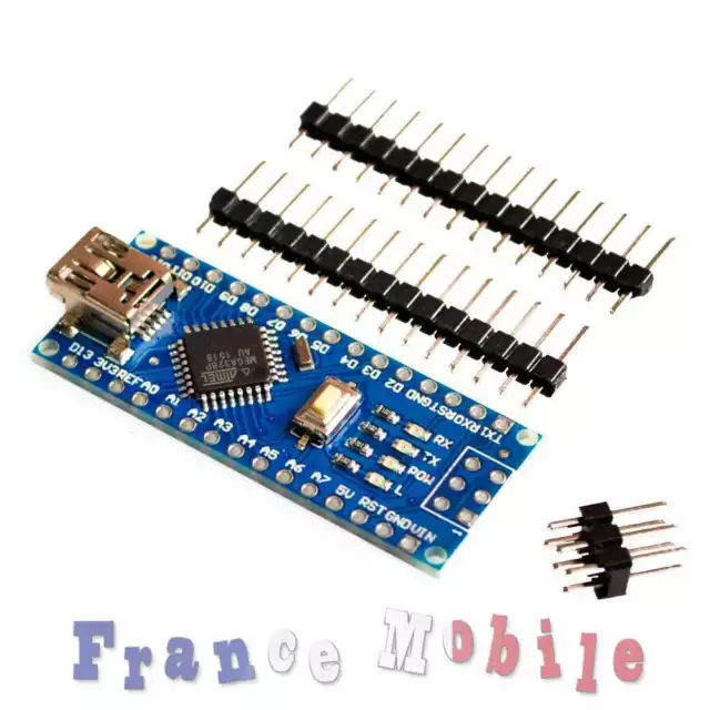 Carte Nano compatible ARDUINO V3.0 ATmega328p 16M 5V USB CH340G non soudée Board