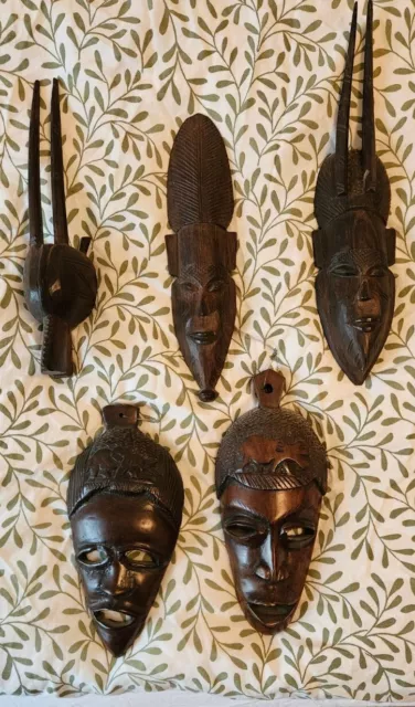 Afrikanische Holzmaske Klein 5 Stück