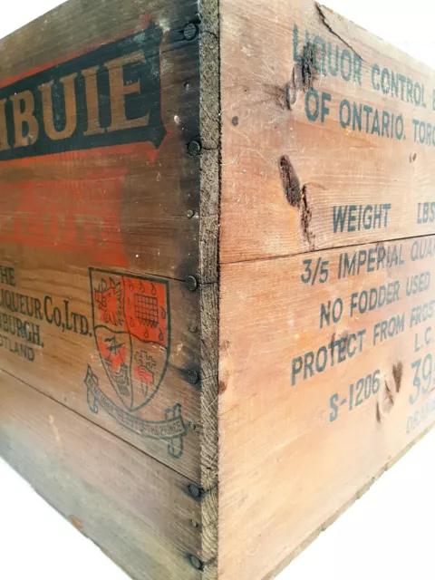 Drambuie Wood Crate Knots Vtg Liquor Control Board Ontario Frost & Fodder
