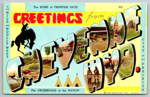 Large Letter Greetings From Cheyenne  Wyoming   Postcard