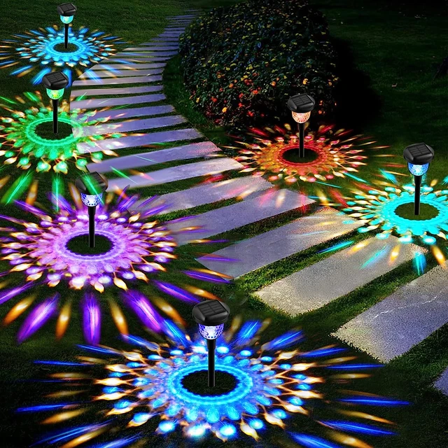 Outdoor Solar Pathway Lights Solar Garden Lights with 7 Color Changing