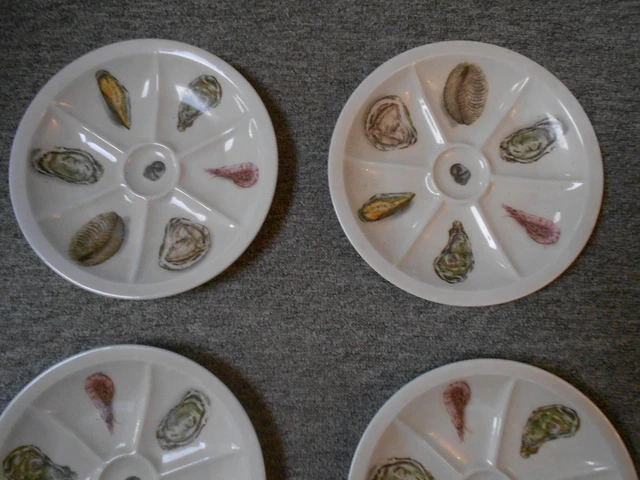 Lot De 6 Assiettes Creuses à Huîtres L’HIRONDELLE – Porcelaine Blanche Vintage, France